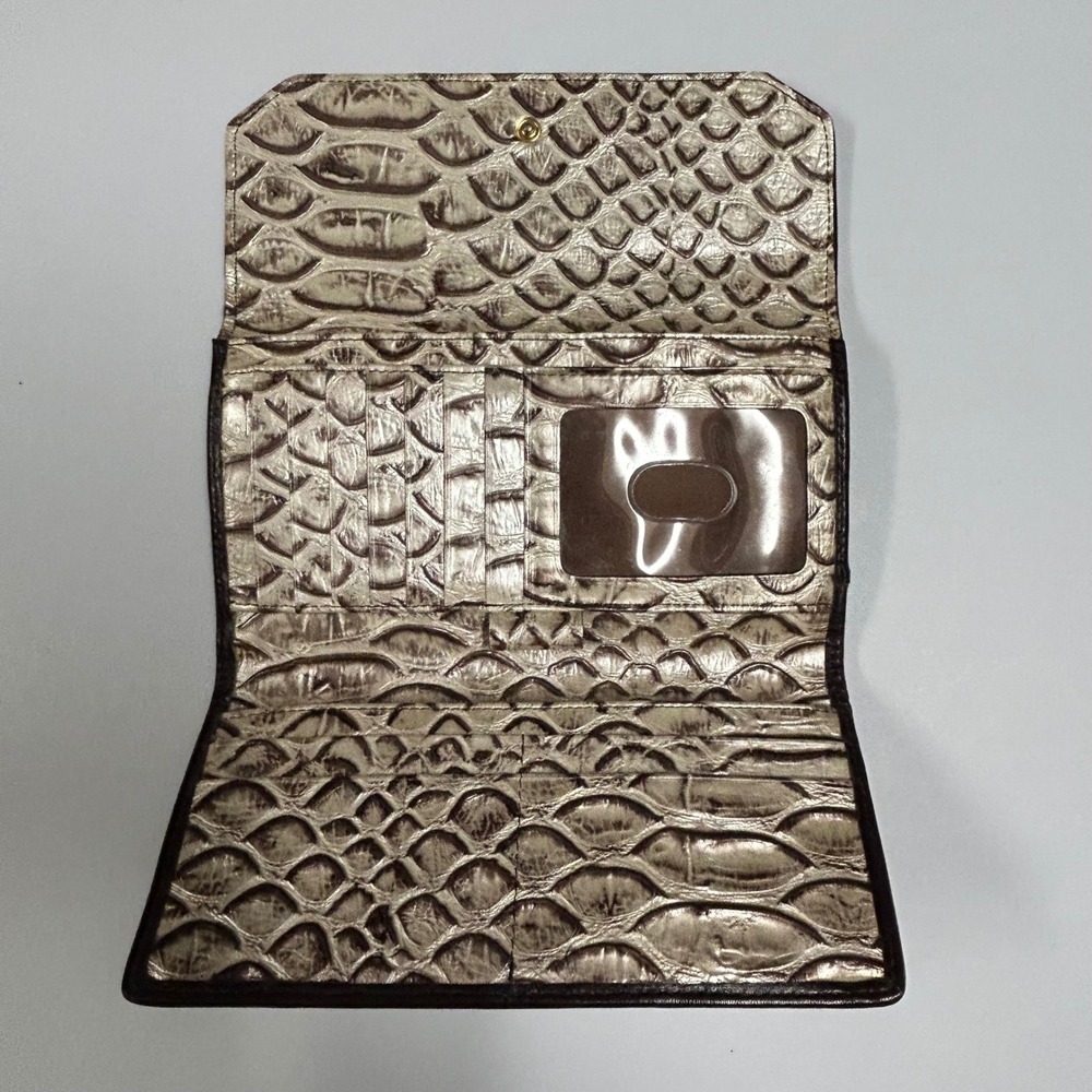 Brahmin Ady Leather Wallet Trifold fold Croc Alligator Embossed Checkbook Luxury - Picture 3 of 13
